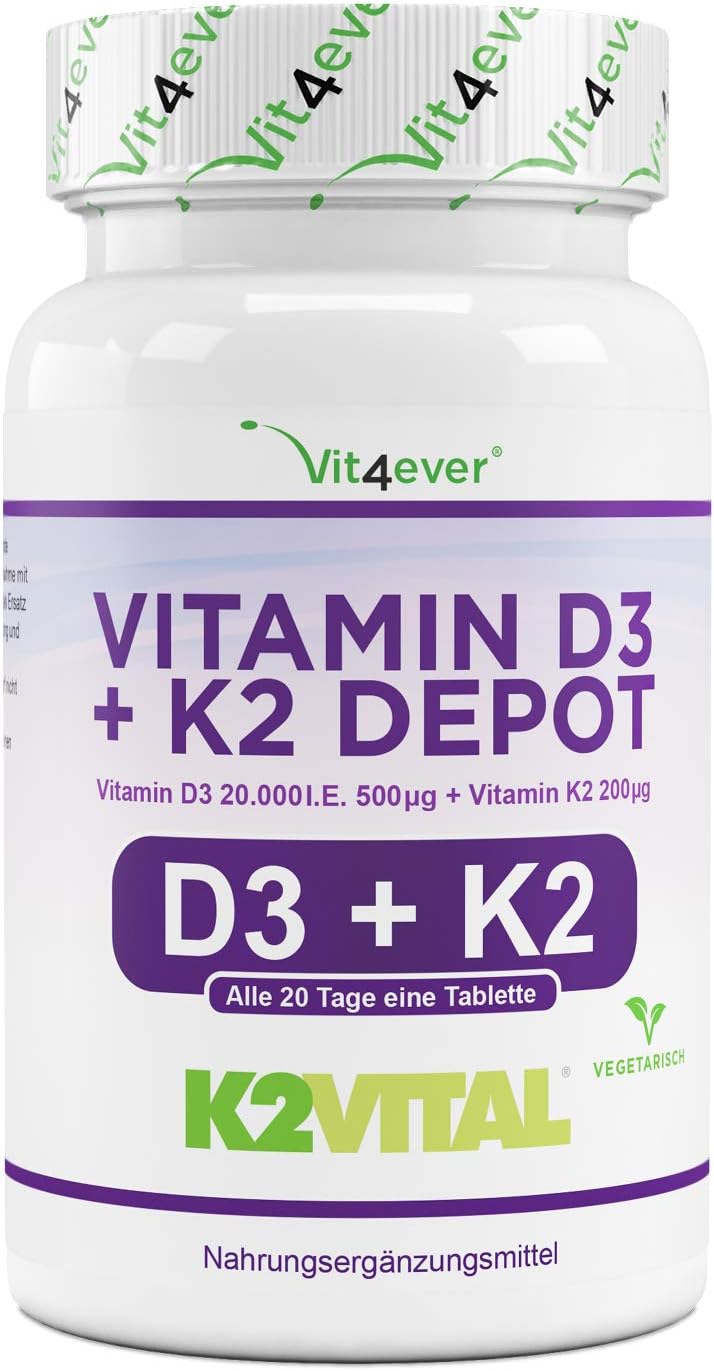 3 X Vitamin D3 20000 I.E + K2 MK7 200 Mcg