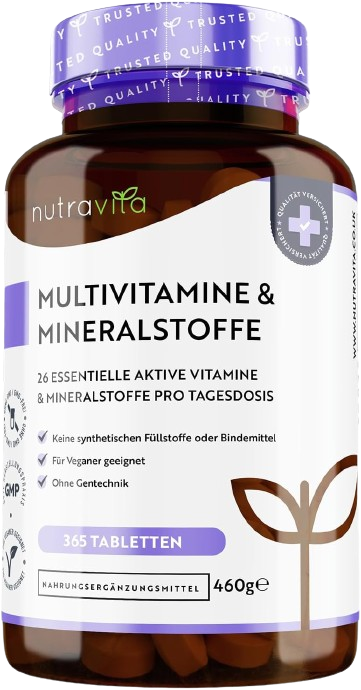 365-dages vegansk multivitamin: Komplet 26 vitaminer og mineraler - til mænd og kvinder