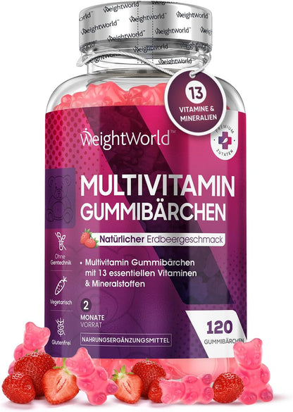 120 de conturi de gume multivitamine pentru adulți: 14 vitamine și minerale, aromă de căpșuni