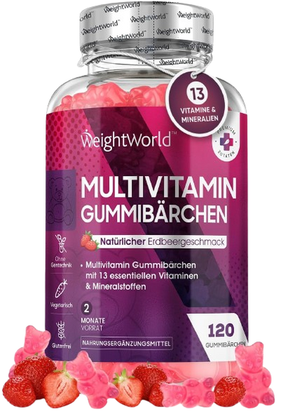 120-Count Adult Multivitamin Gummies: 14 Vitamins & Minerals, Strawberry Flavor